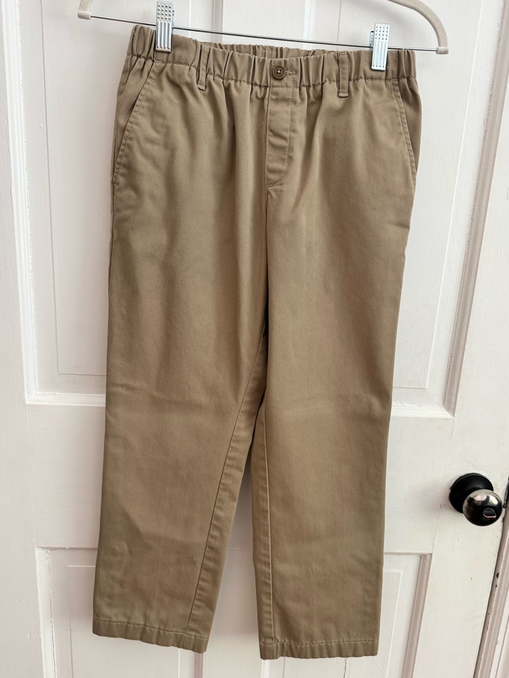 Lands' End Girls Beige Tan Elastic-Waist Chinos Pants